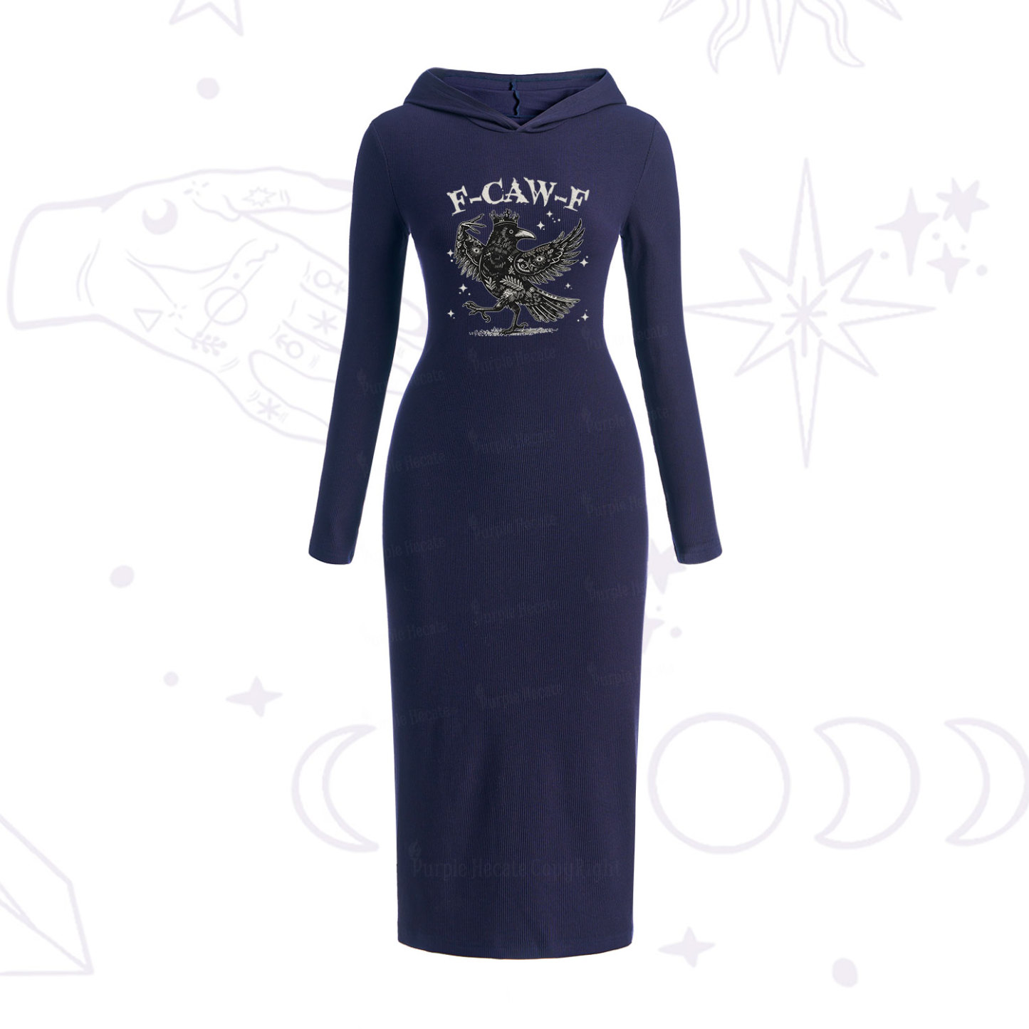 Purplehecate F-caw-f Funny Crow Hooded Knit Dress