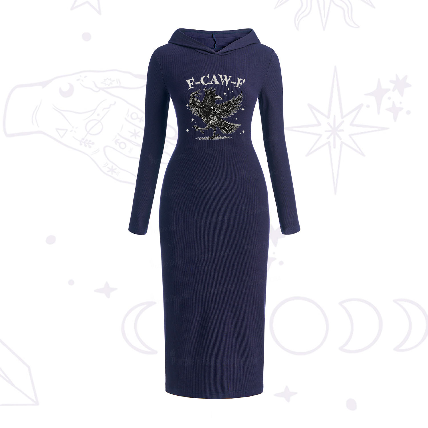 Purplehecate F-caw-f Funny Crow Hooded Knit Dress