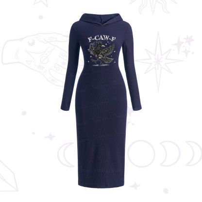 Purplehecate F-caw-f Funny Crow Hooded Knit Dress