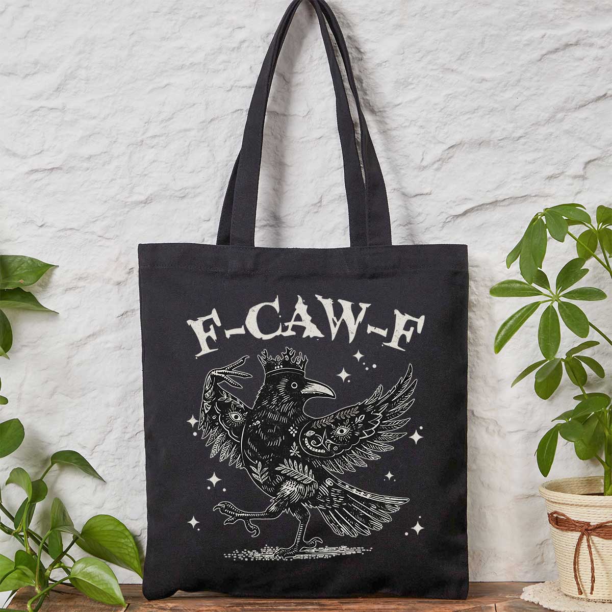 Purplehecate F-caw-f Funny Crow Tote Bag