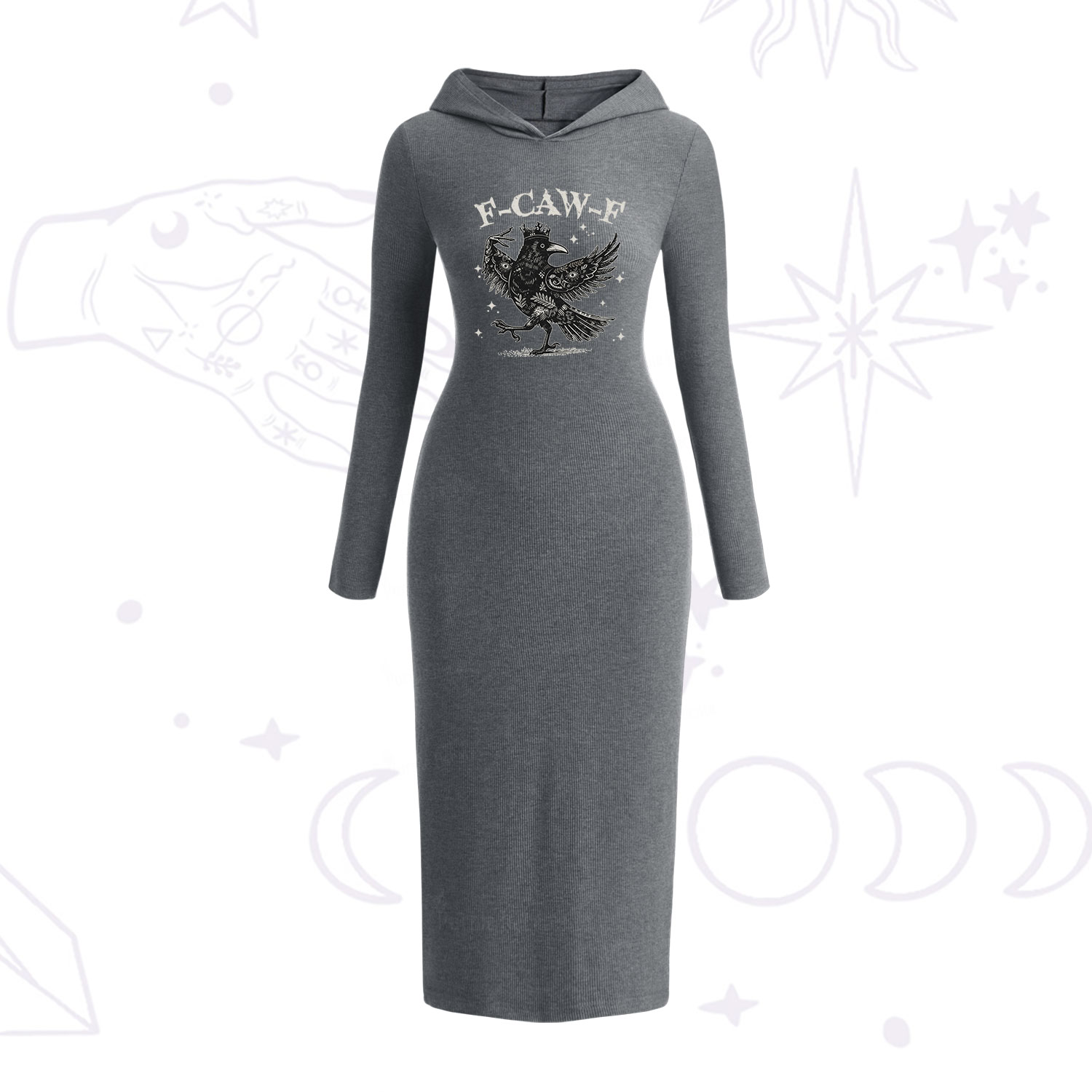 Purplehecate F-caw-f Funny Crow Hooded Knit Dress