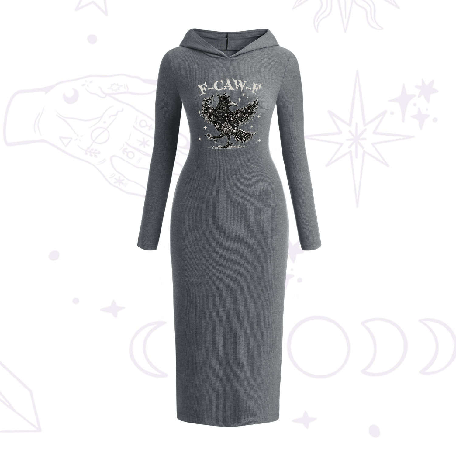 Purplehecate F-caw-f Funny Crow Hooded Knit Dress