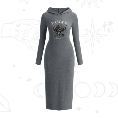 Purplehecate F-caw-f Funny Crow Hooded Knit Dress