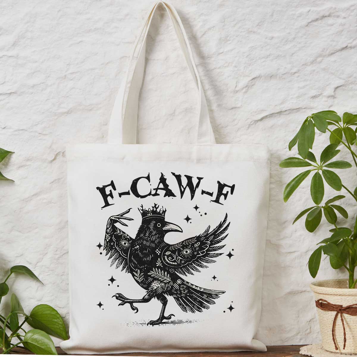 Purplehecate F-caw-f Funny Crow Tote Bag
