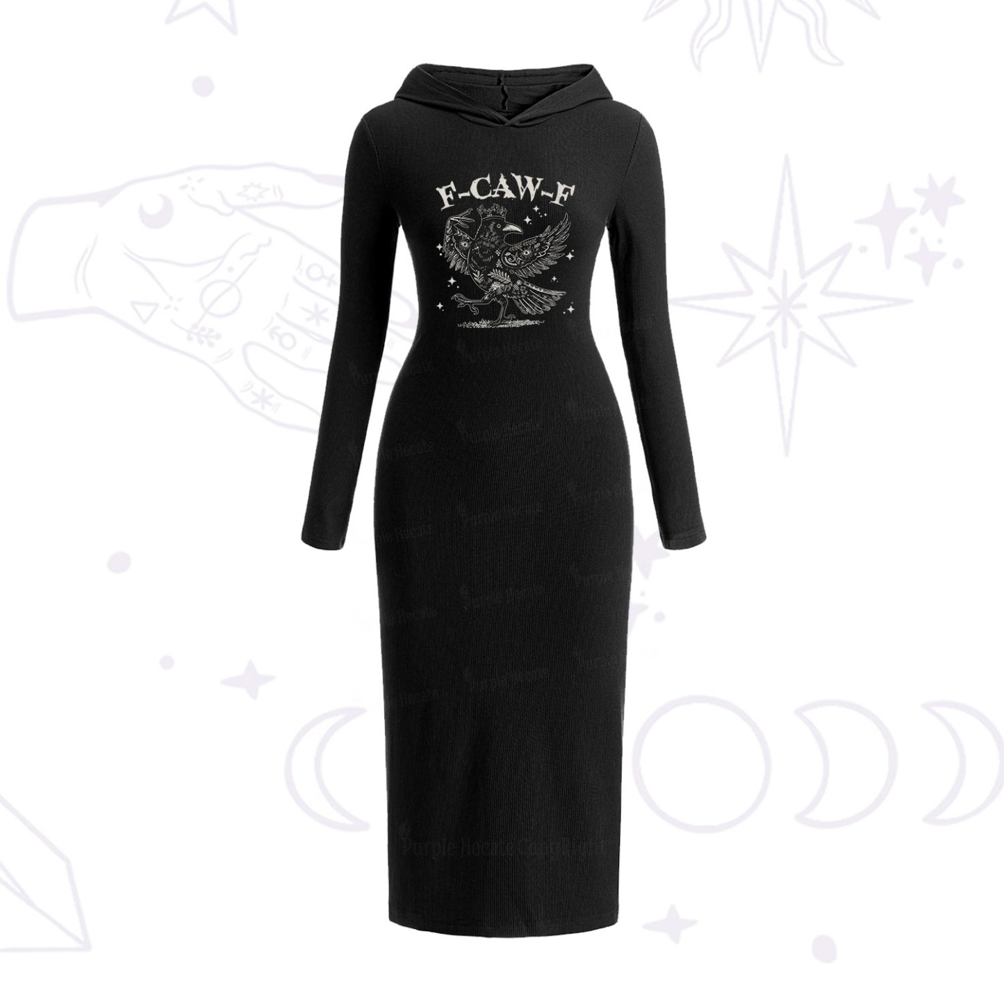 Purplehecate F-caw-f Funny Crow Hooded Knit Dress