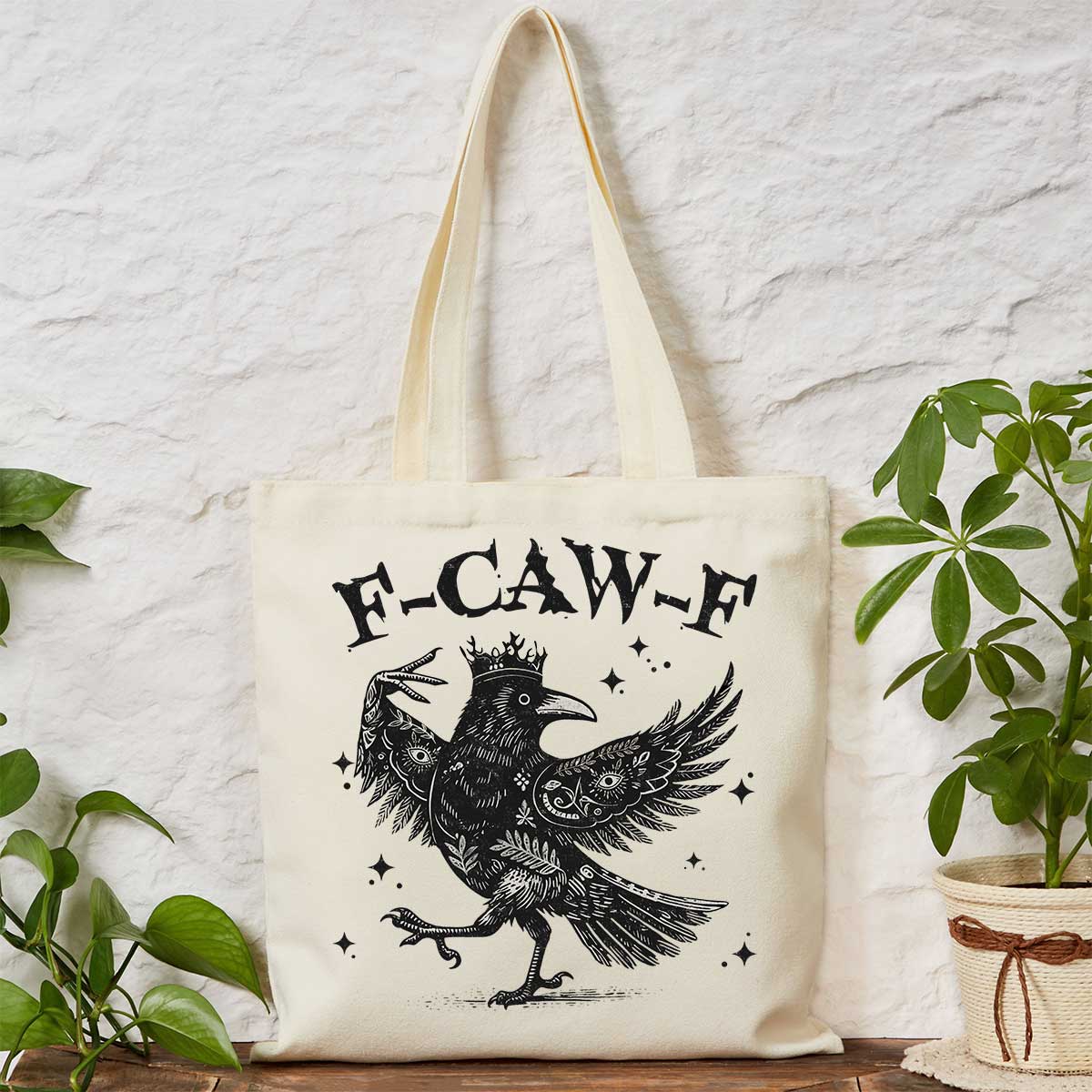 Purplehecate F-caw-f Funny Crow Tote Bag