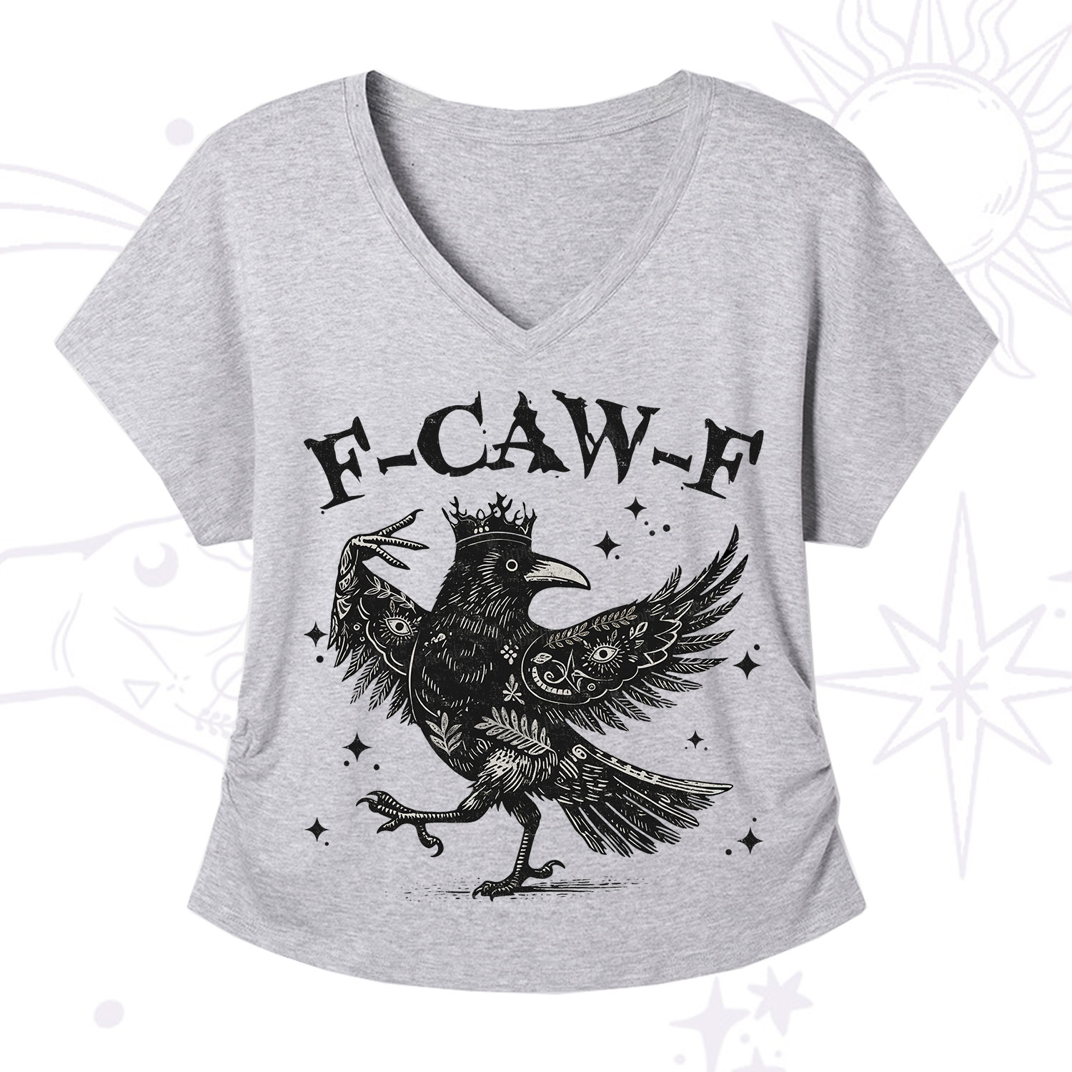 Purplehecate F-caw-f Funny Crow V-Neck T-Shirt
