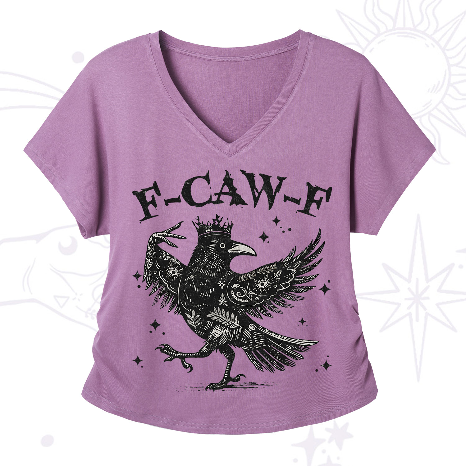 Purplehecate F-caw-f Funny Crow V-Neck T-Shirt