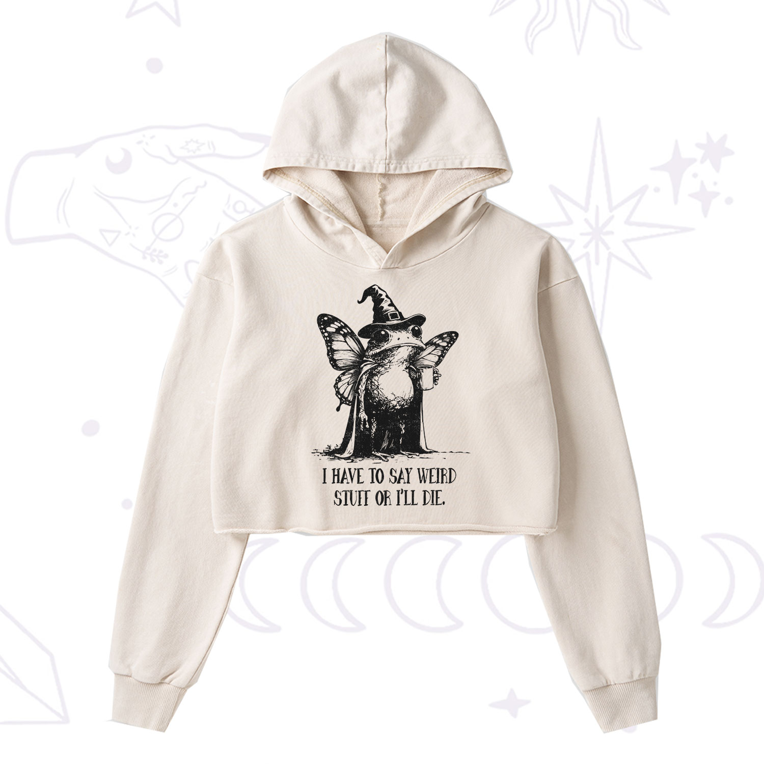Purplehecate I Have to Say Weird Stuff Or I'll Die Washed Cropped Hoodie