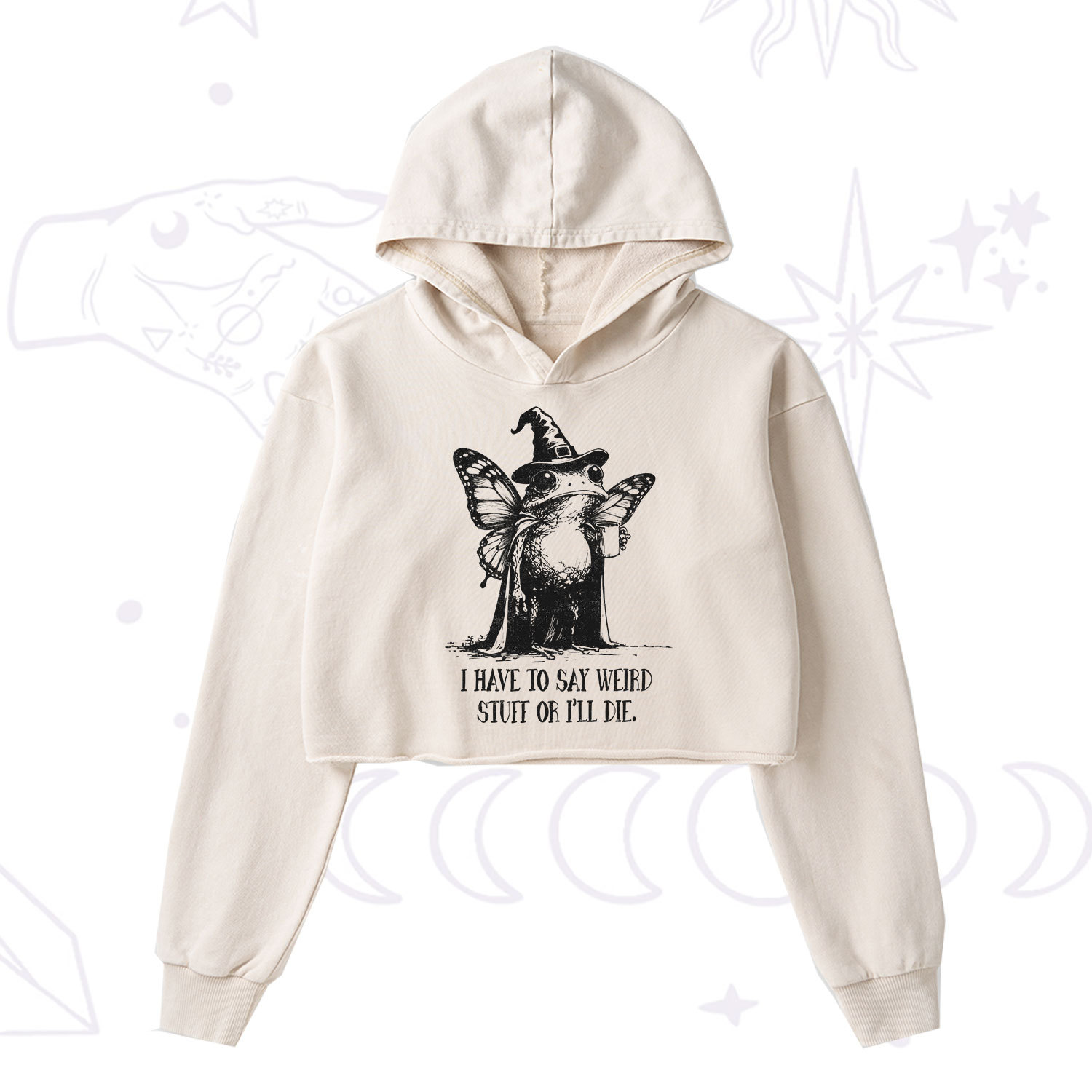 Purplehecate I Have to Say Weird Stuff Or I'll Die Washed Cropped Hoodie