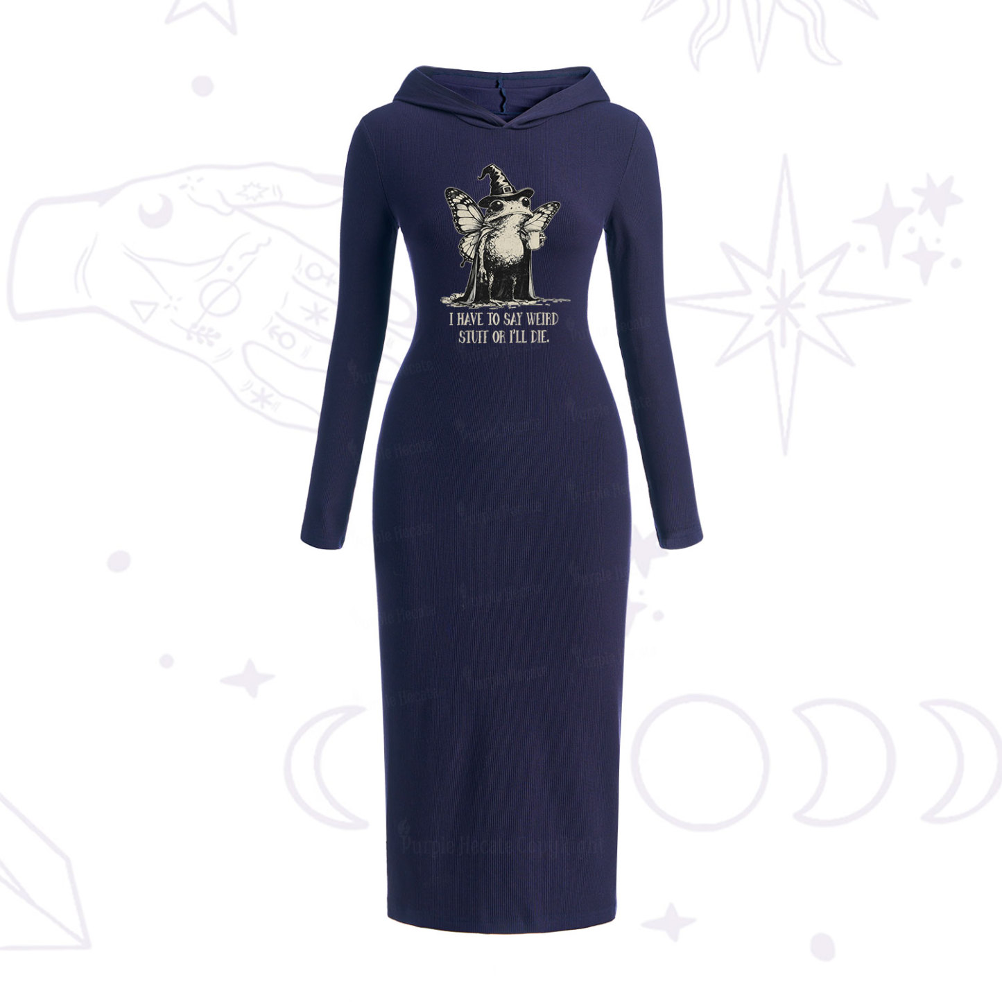 Purplehecate I Have to Say Weird Stuff Or I'll Die Hooded Knit Dress