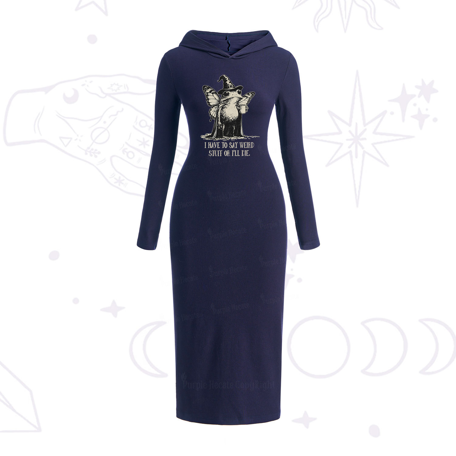 Purplehecate I Have to Say Weird Stuff Or I'll Die Hooded Knit Dress
