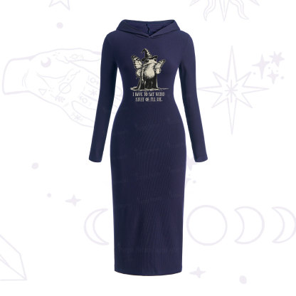 Purplehecate I Have to Say Weird Stuff Or I'll Die Hooded Knit Dress