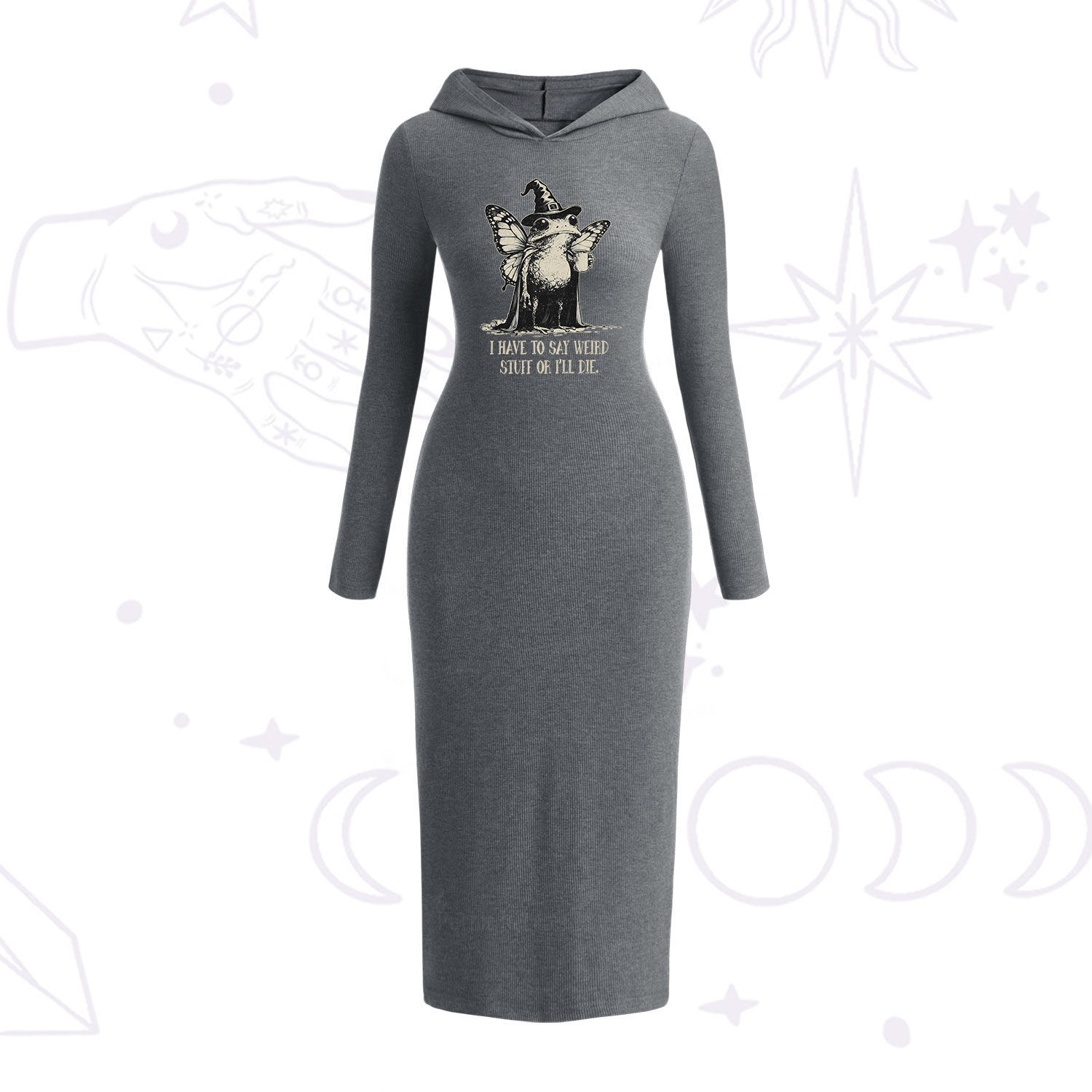 Purplehecate I Have to Say Weird Stuff Or I'll Die Hooded Knit Dress