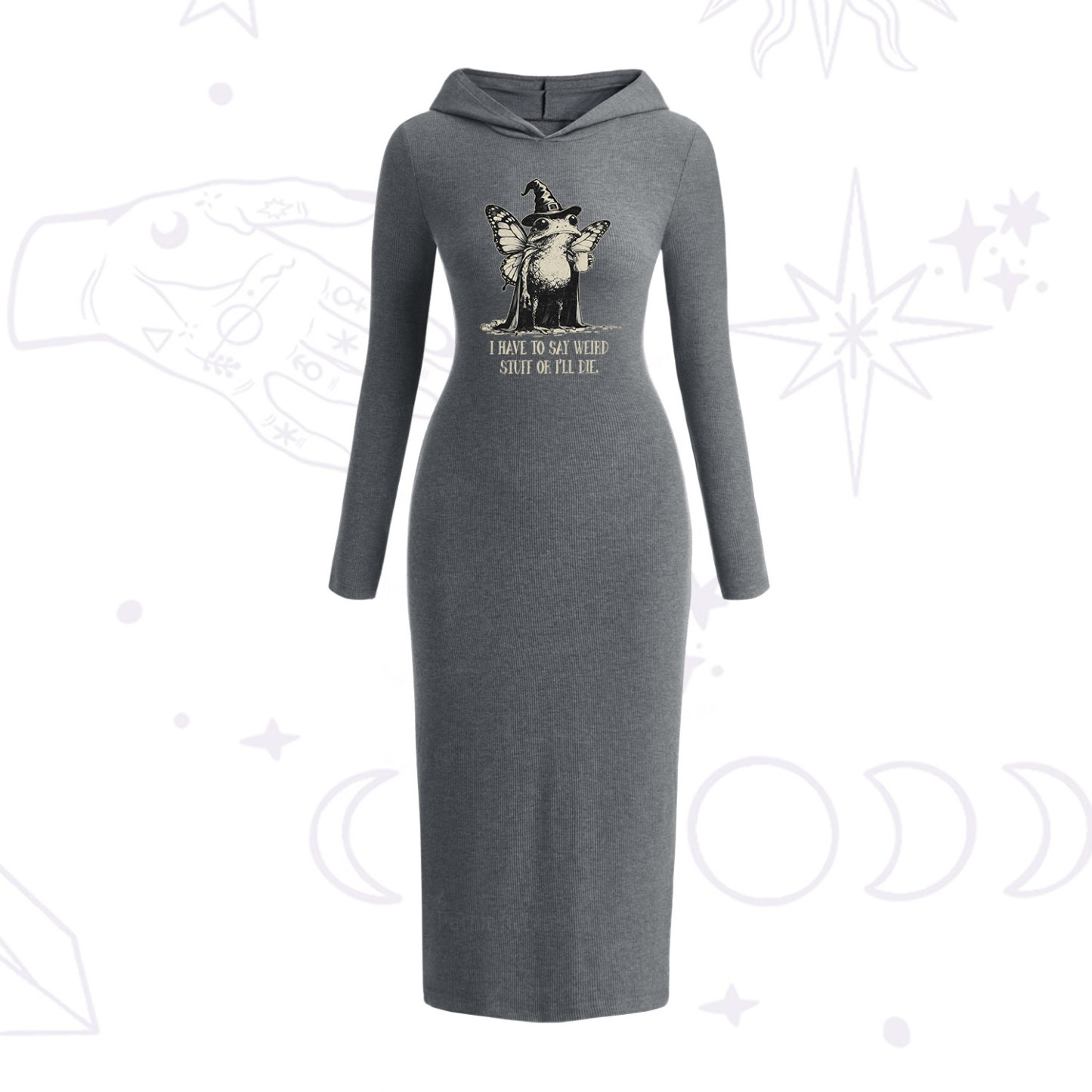 Purplehecate I Have to Say Weird Stuff Or I'll Die Hooded Knit Dress