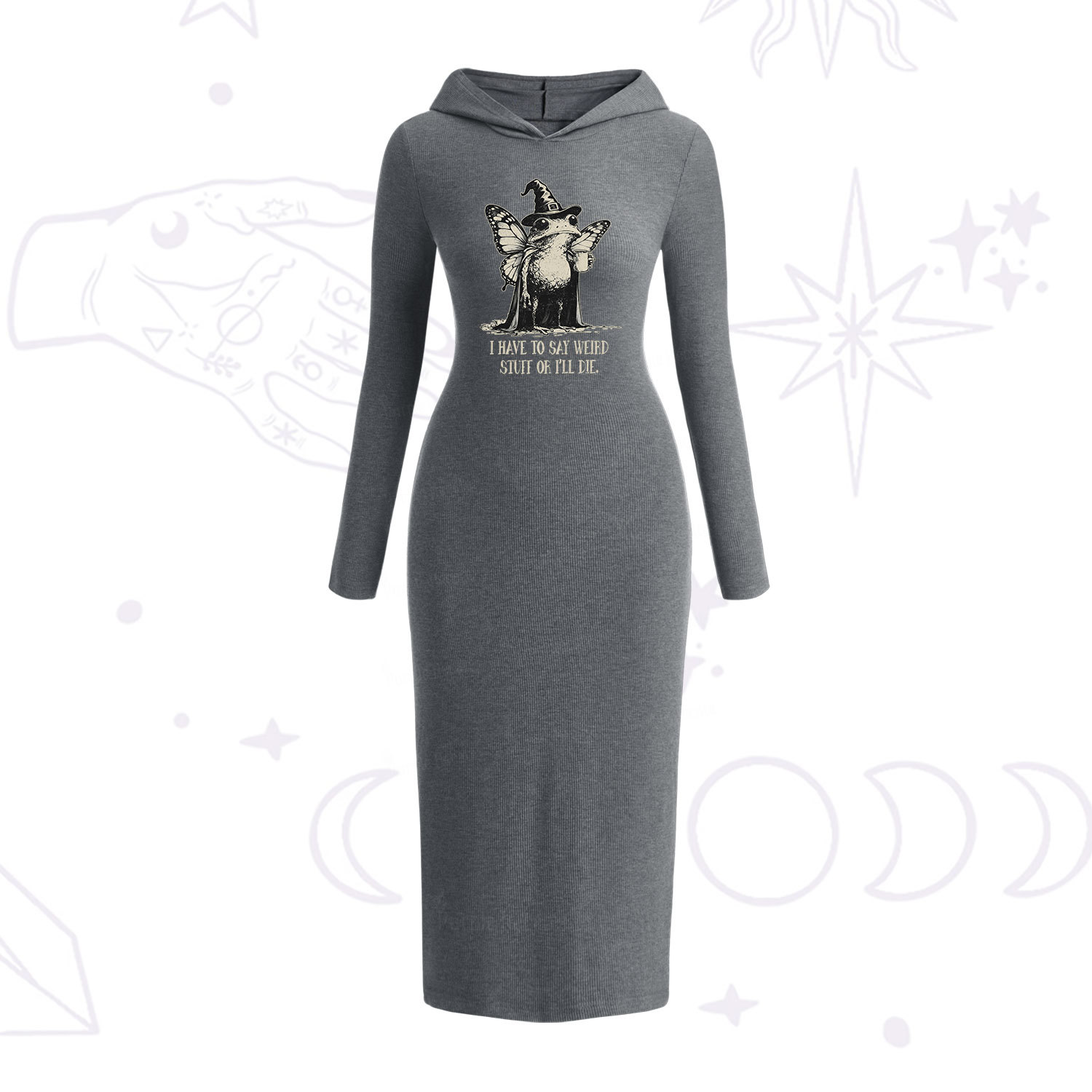 Purplehecate I Have to Say Weird Stuff Or I'll Die Hooded Knit Dress