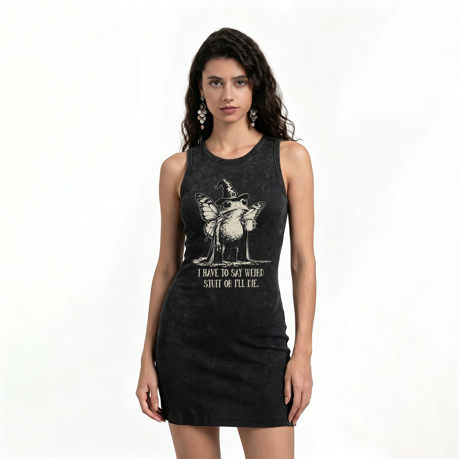 Purplehecate I Have to Say Weird Stuff Or I'll Die Vintage Bodycon Tank Dress