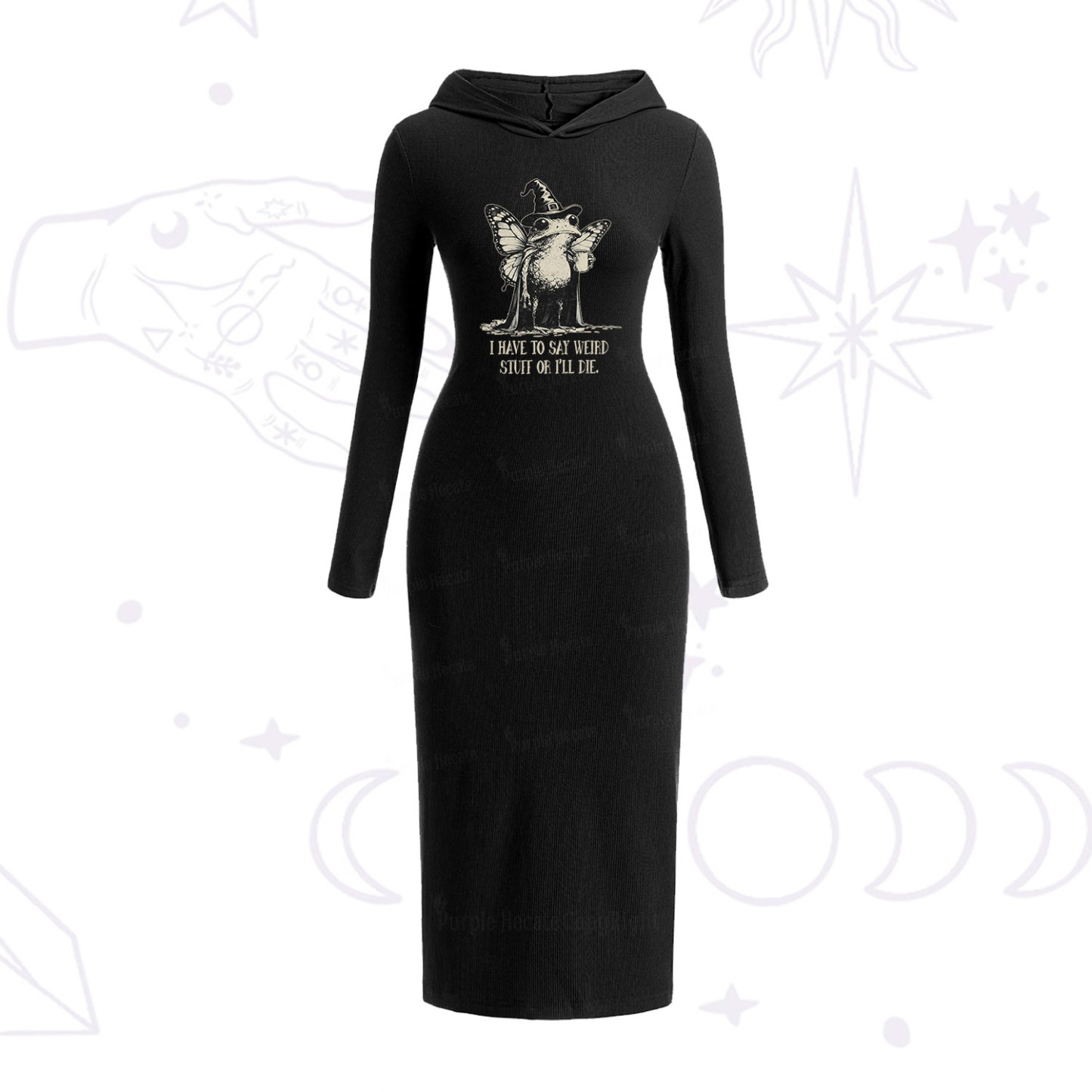 Purplehecate I Have to Say Weird Stuff Or I'll Die Hooded Knit Dress