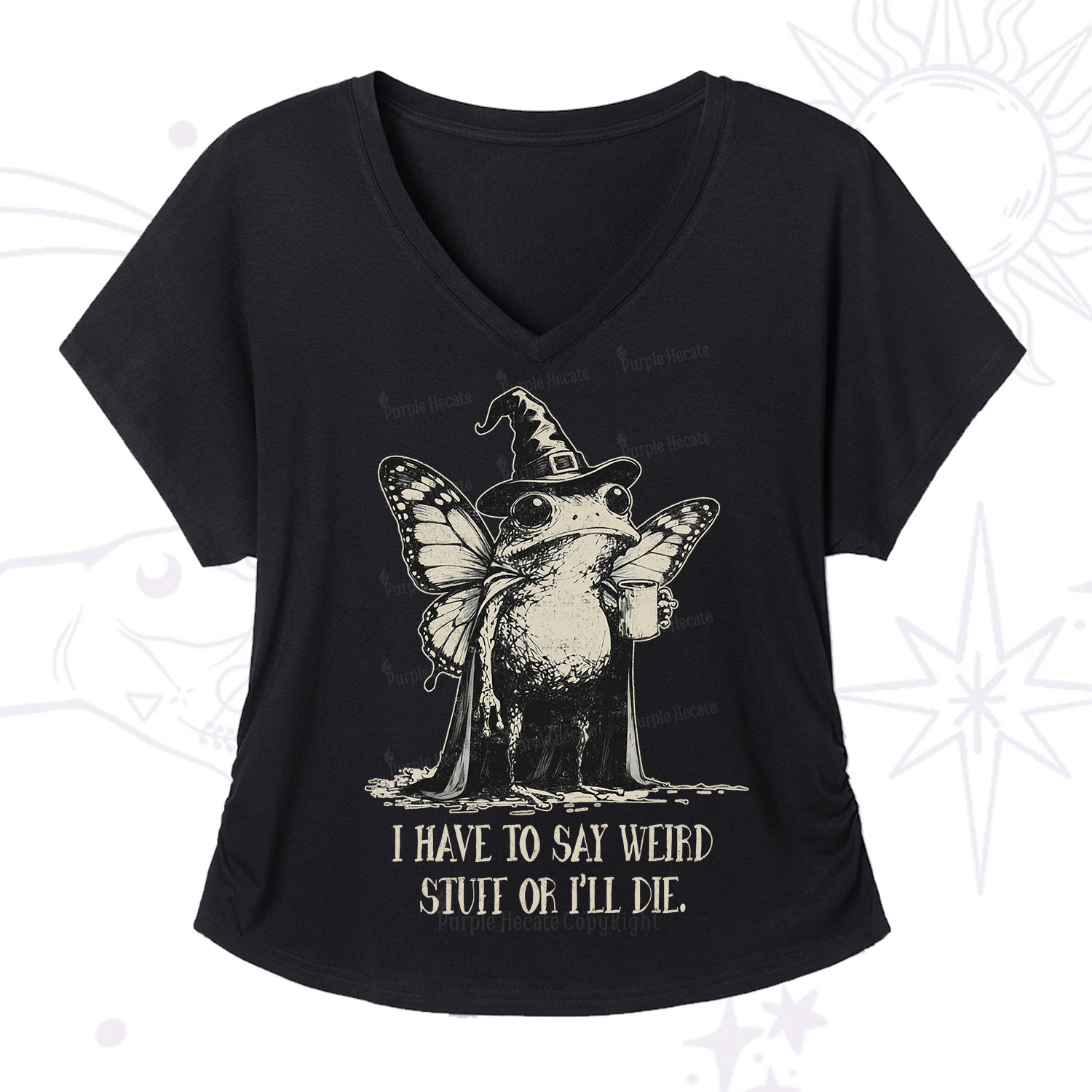 Purplehecate I Have to Say Weird Stuff Or I'll Die V-Neck T-Shirt