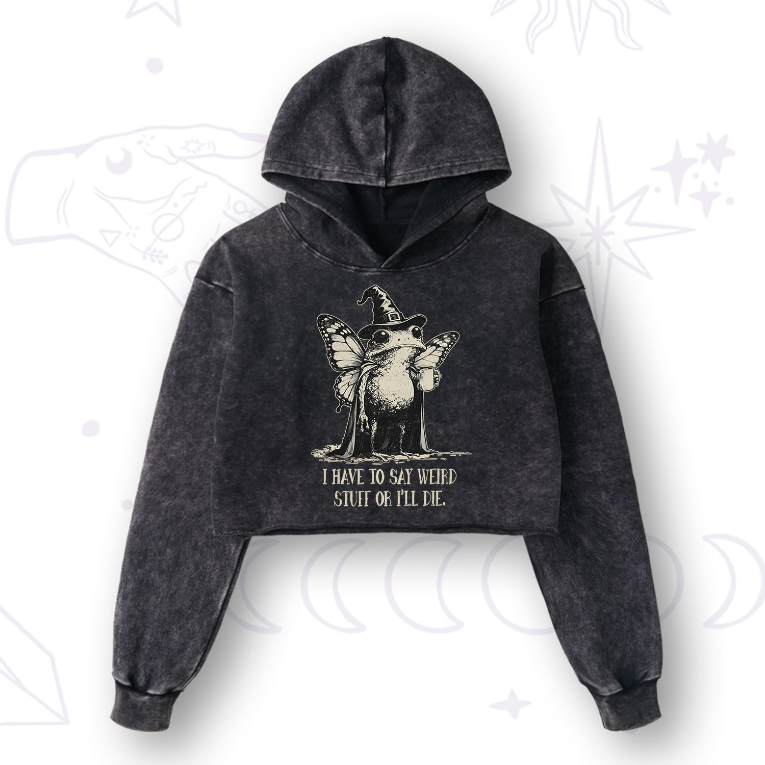 Purplehecate I Have to Say Weird Stuff Or I'll Die Washed Cropped Hoodie