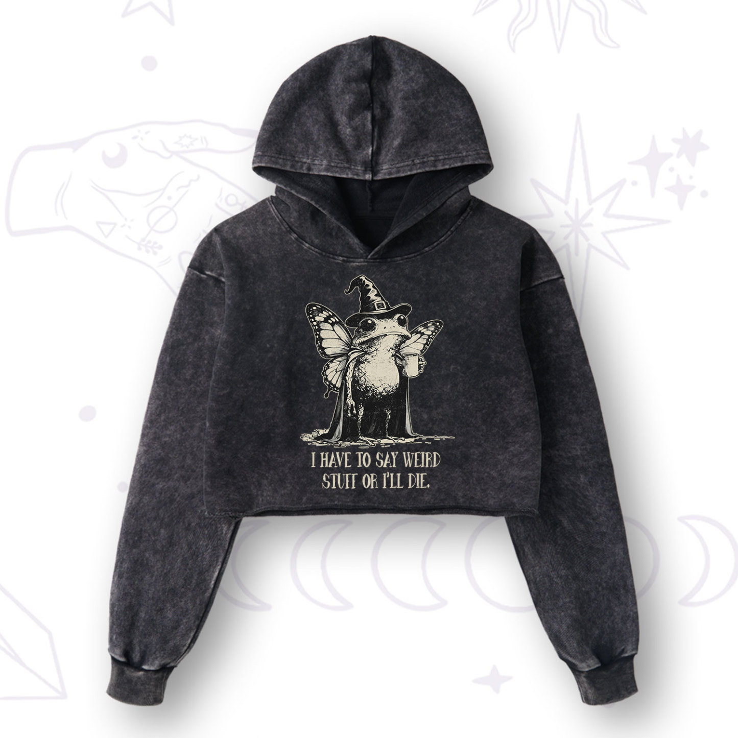 Purplehecate I Have to Say Weird Stuff Or I'll Die Washed Cropped Hoodie