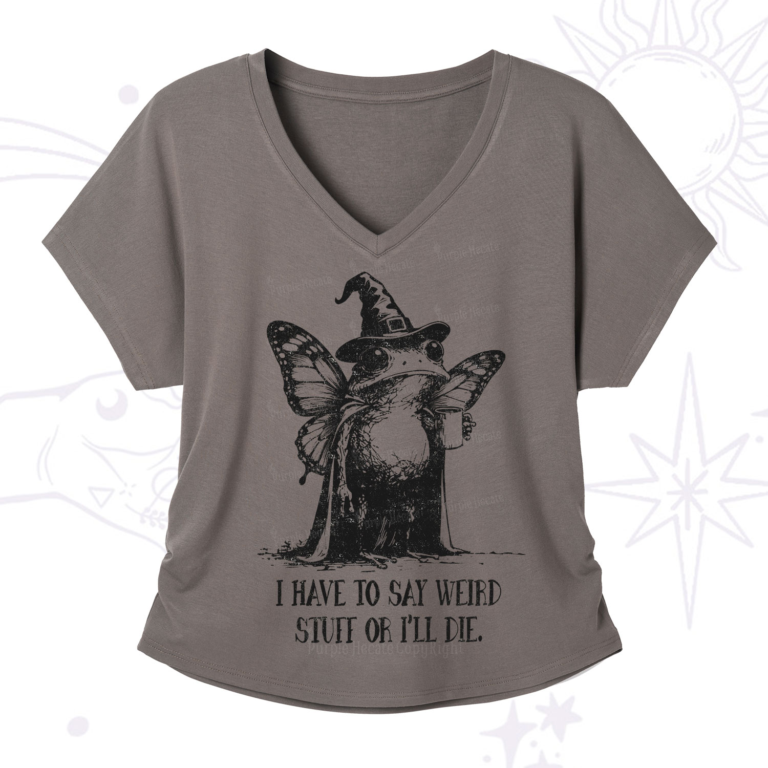 Purplehecate I Have to Say Weird Stuff Or I'll Die V-Neck T-Shirt