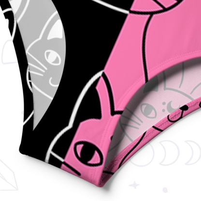 Purplehecate Sketchy Cat One-Shoulder One-Piece Swimsuit