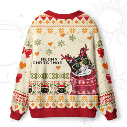 Purplehecate Meowy Christmas Symphony Ugly Cardigan Sweaters
