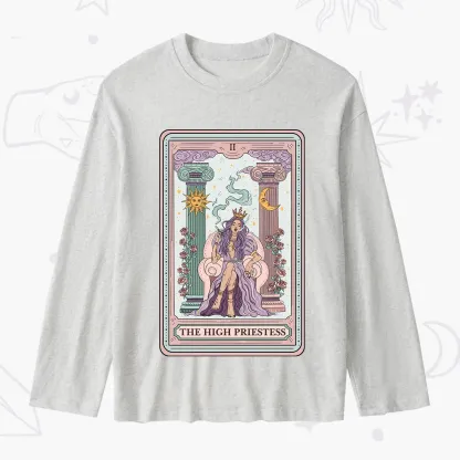 Purplehecate The High Priestess Tarot Card Slub Long Sleeve T-Shirt