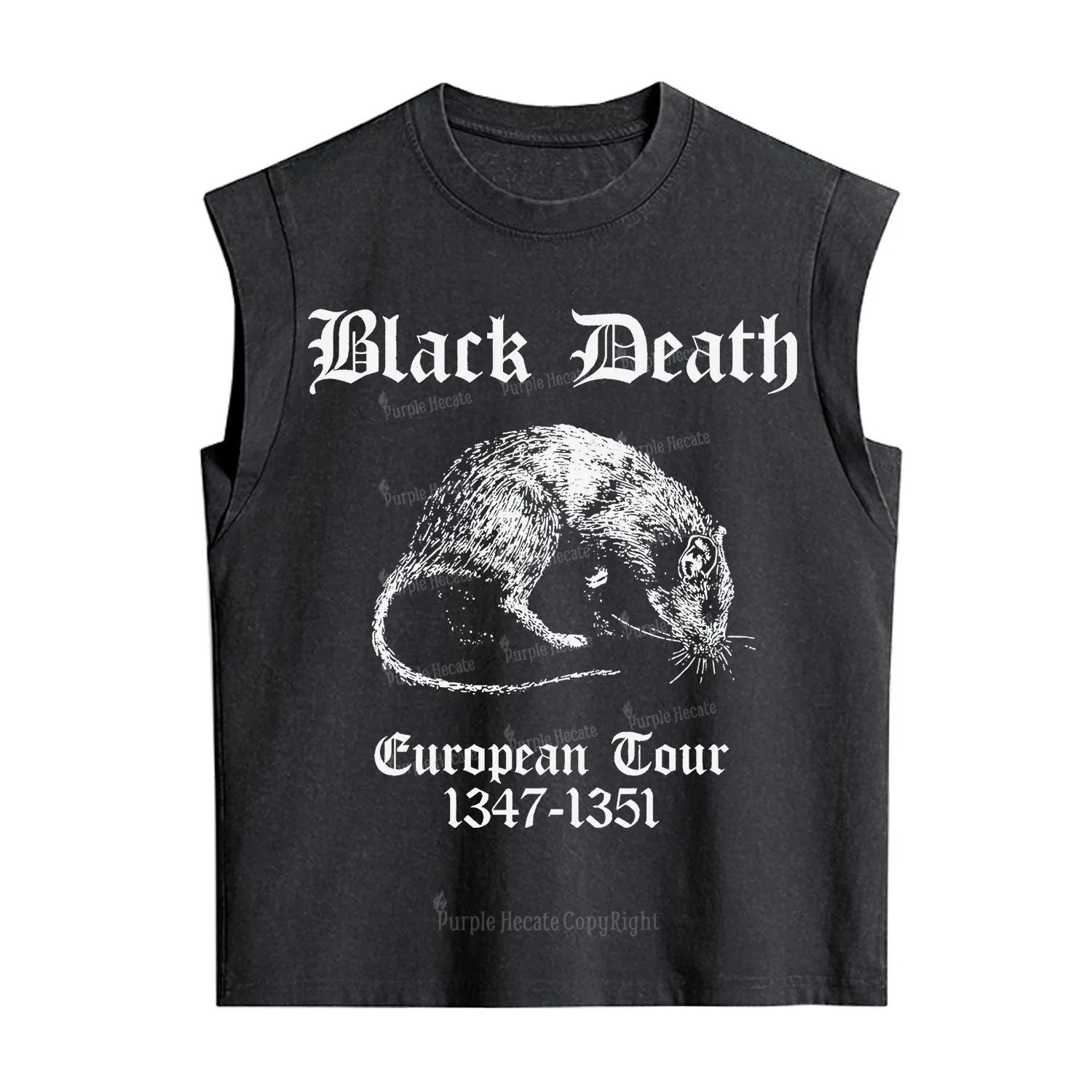 Purplehecate Black Death European Tour Vintage Washed Tank