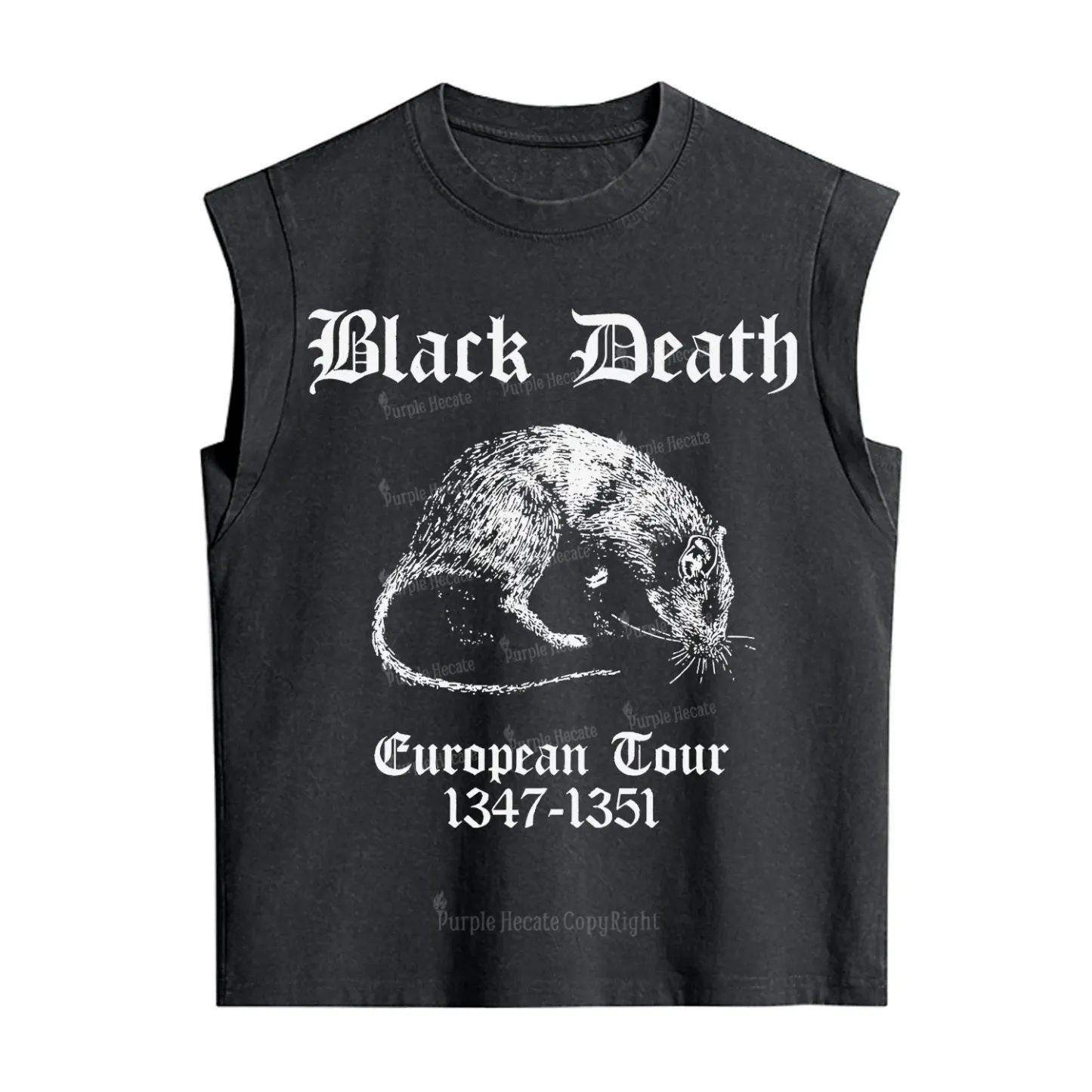 Purplehecate Black Death European Tour Vintage Washed Tank