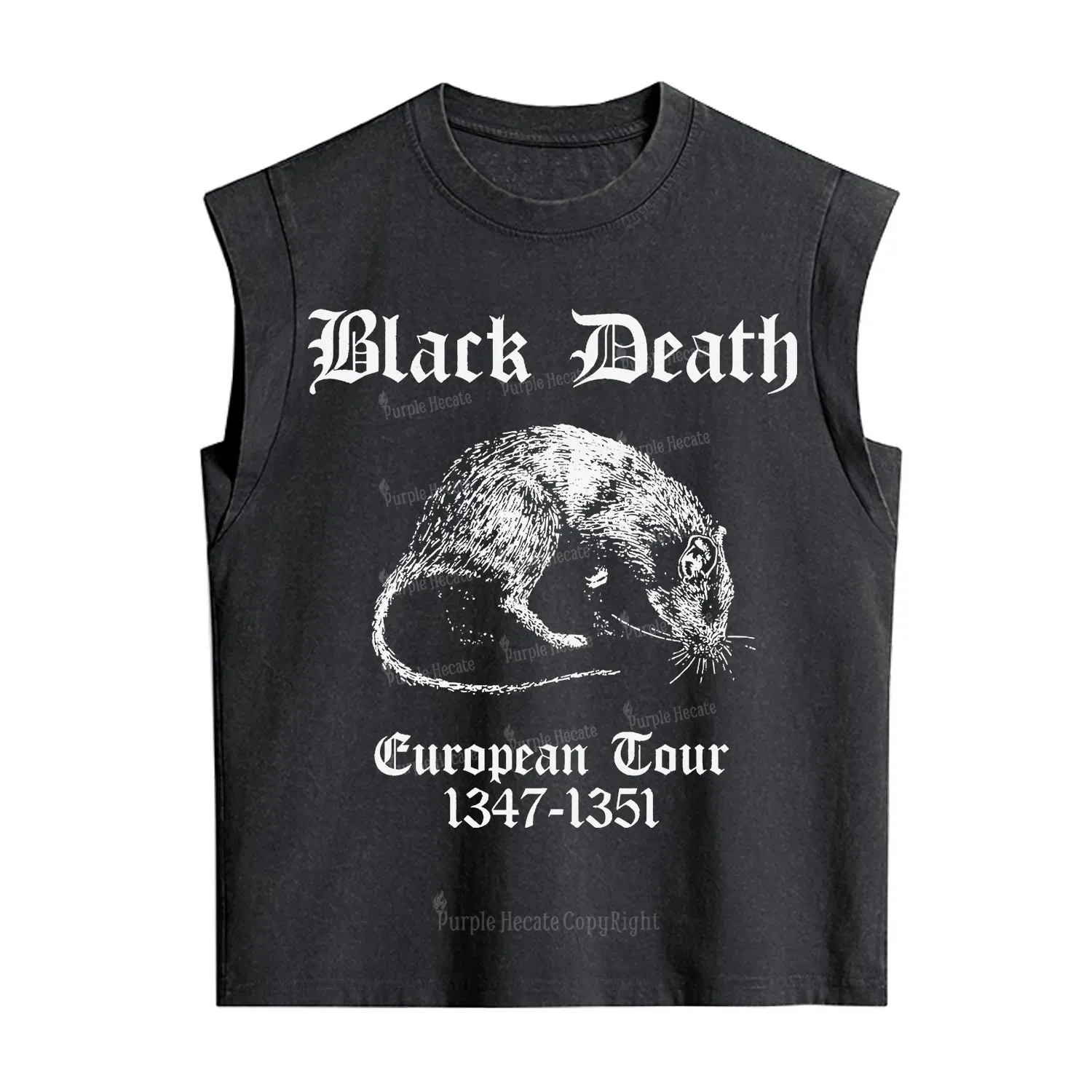 Purplehecate Black Death European Tour Vintage Washed Tank