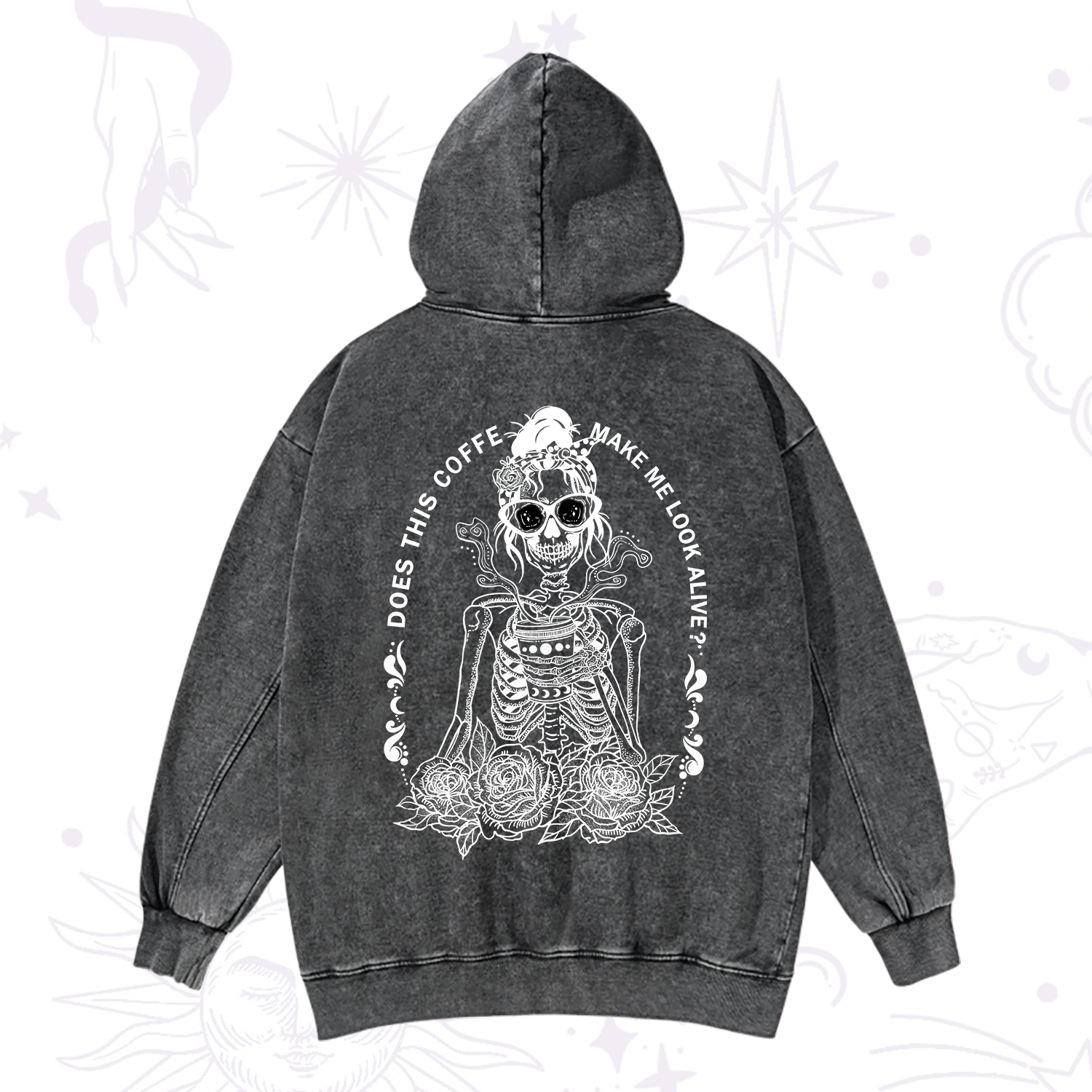 Purplehecate Does This Coffee Make Me Look Alive Washed Hoodie