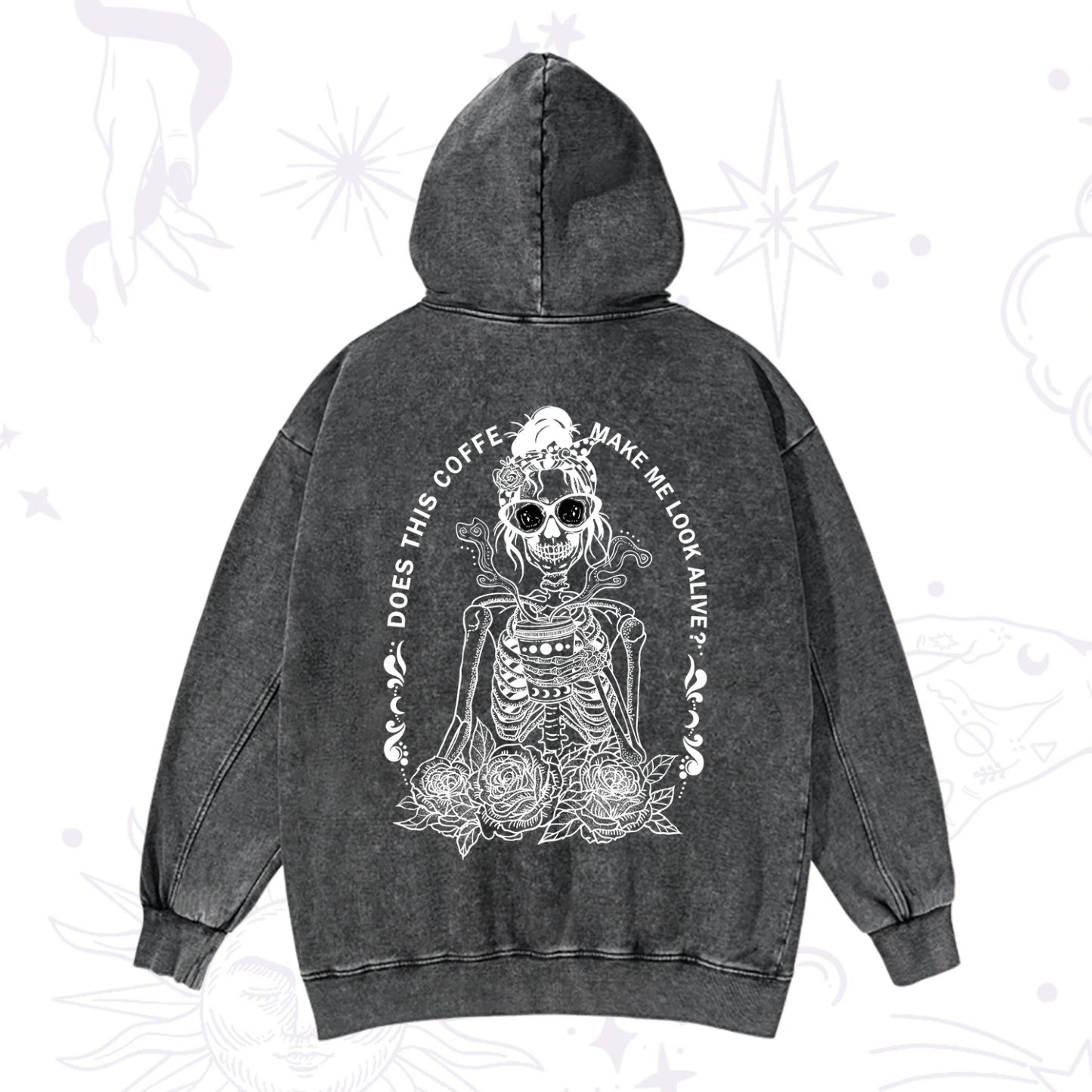 Magic Purplehecate Does This Coffee Make Me Look Alive Washed Hoodie