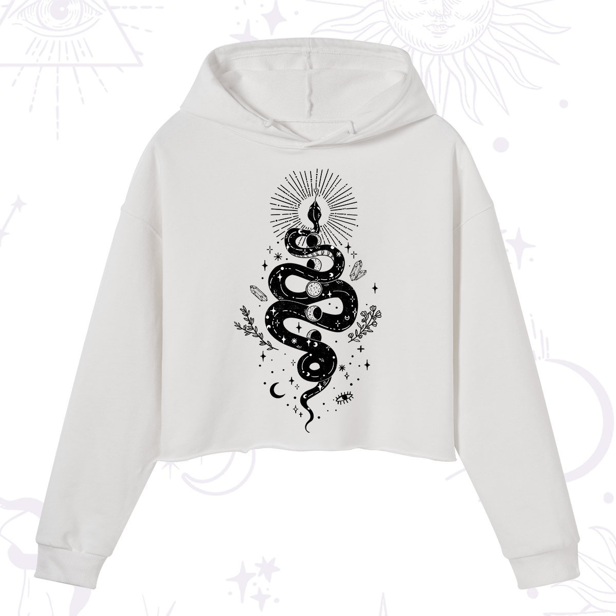Purplehecate Mystical Moon Phases Snake Crop Hoodie