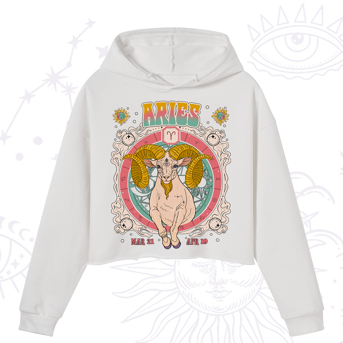 Purplehecate Aries Cosmic Zodiac Crop Hoodie