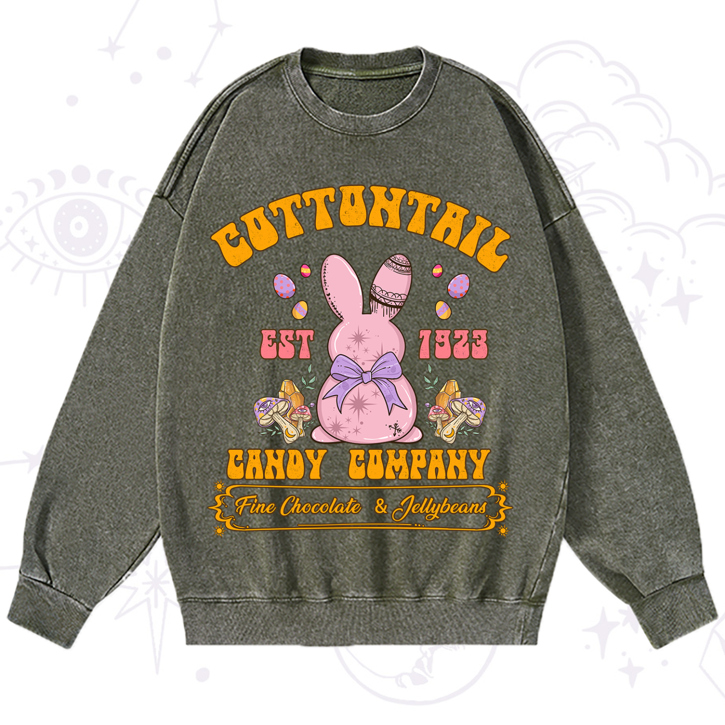 Purplehecate Cottontail Candy Company Easter Washed Sweatshirt