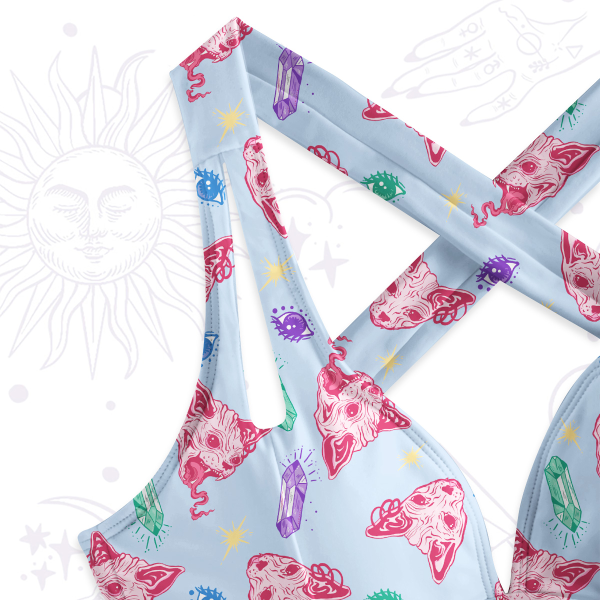 Purplehecate Crystal Cat Skull Swimsuit