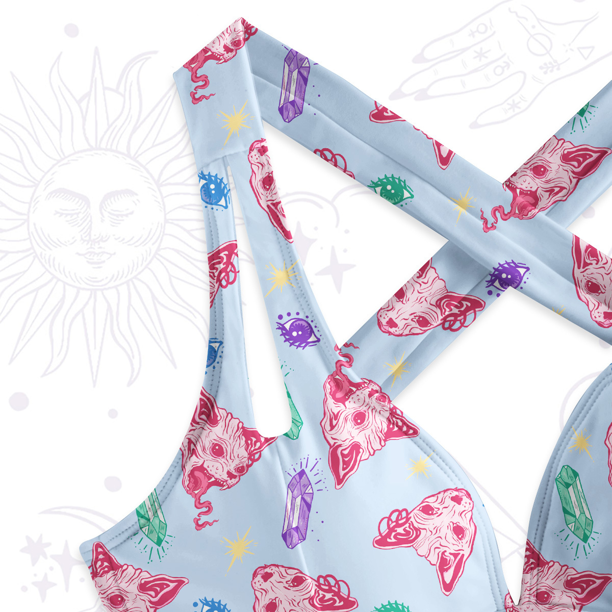 Purplehecate Crystal Cat Skull Swimsuit