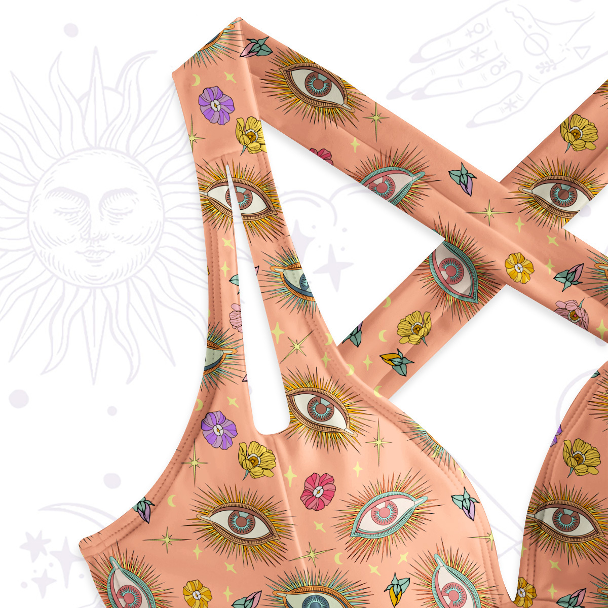 Purplehecate Evil Eye Pattern One-Piece Swimsuit