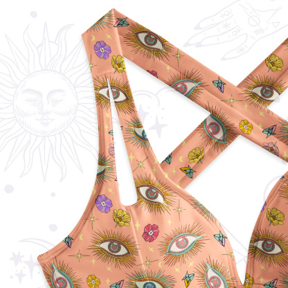 Purplehecate Evil Eye Pattern One-Piece Swimsuit