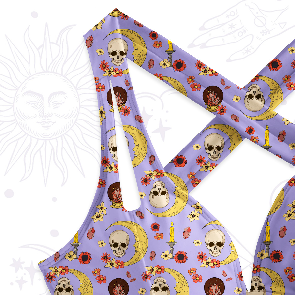 Purplehecate Sorcerer's Skull One-Piece Swimsuit