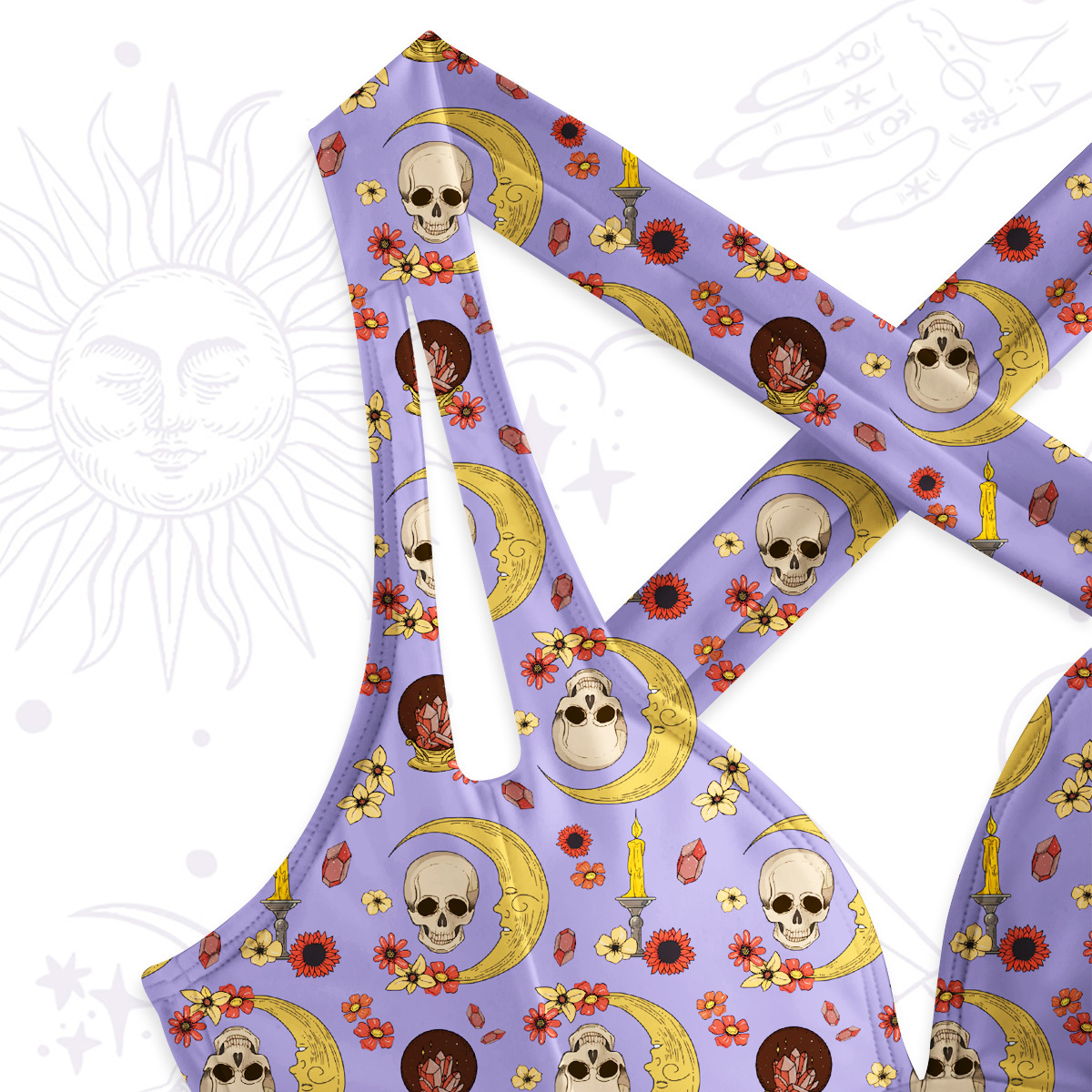 Purplehecate Sorcerer's Skull One-Piece Swimsuit