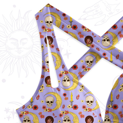 Purplehecate Sorcerer's Skull One-Piece Swimsuit