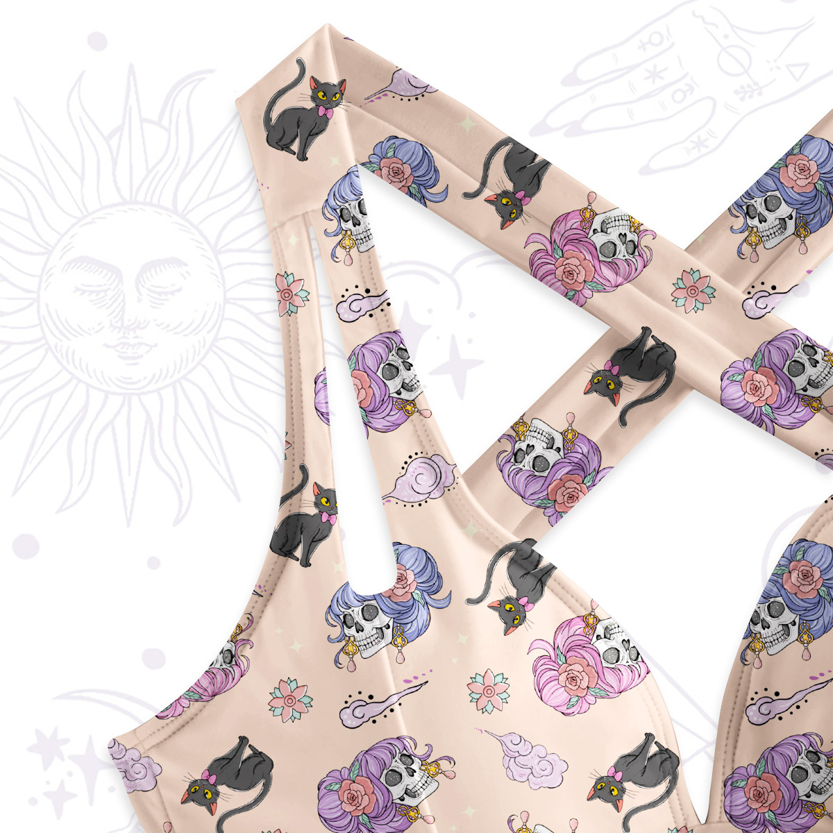 Purplehecate Magical Cat Skeleton Mom One-Piece Swimsuit