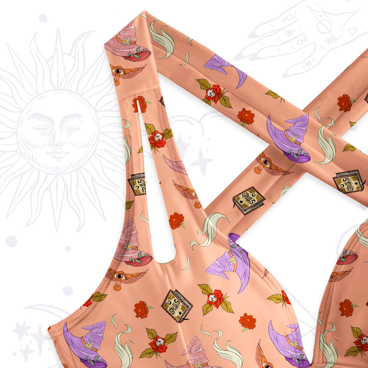 Purplehecate Fantasy Wizard Hat One-Piece Swimsuit