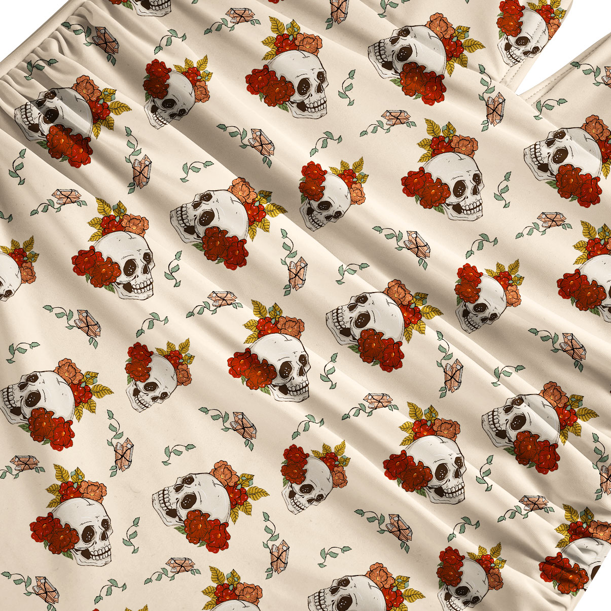 Purplehecate Flowers and Bones One-Piece Swimsuit