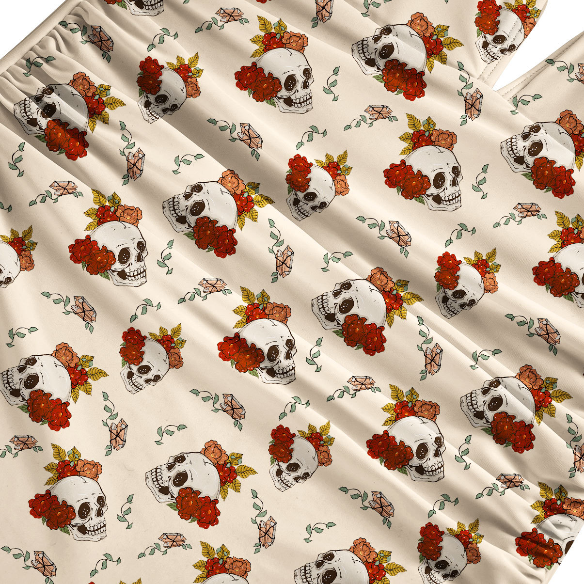 Purplehecate Flowers and Bones One-Piece Swimsuit