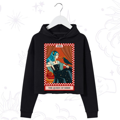 Purplehecate The Queen Of Birds Tarot  Crop Hoodie
