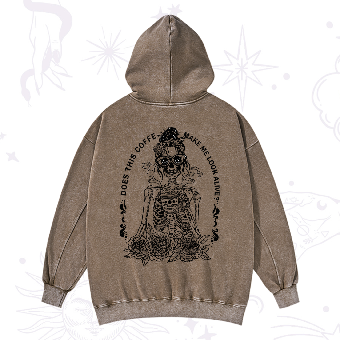 Purplehecate Does This Coffee Make Me Look Alive Washed Hoodie